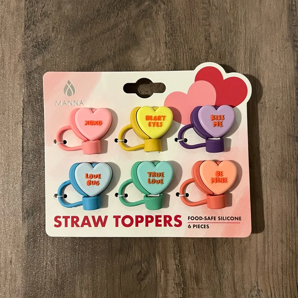 Manna Valentine’sDay Candy Heart Straw Toppers - Multicolor Set